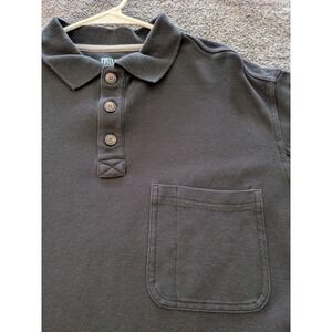 Duluth Trading Co Mens Black Cotton Pique Pocket Polo Shirt Size LT Large Tall